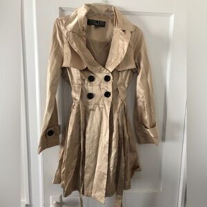 2000s Era Skirted Trench Coat with Black Buttons